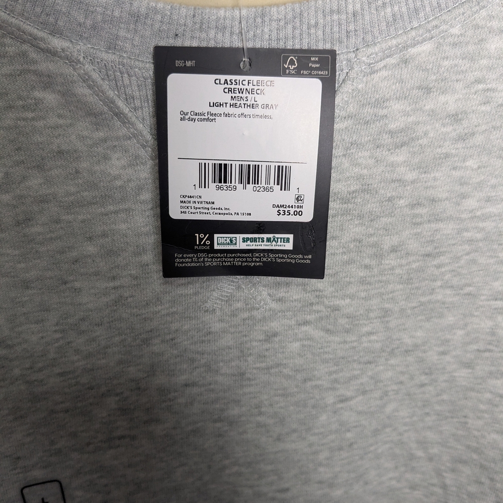 DSG NWT Classic  Basic Grey Fleece Crew Oversized Sweatshirt L - Picture 4 of 7
